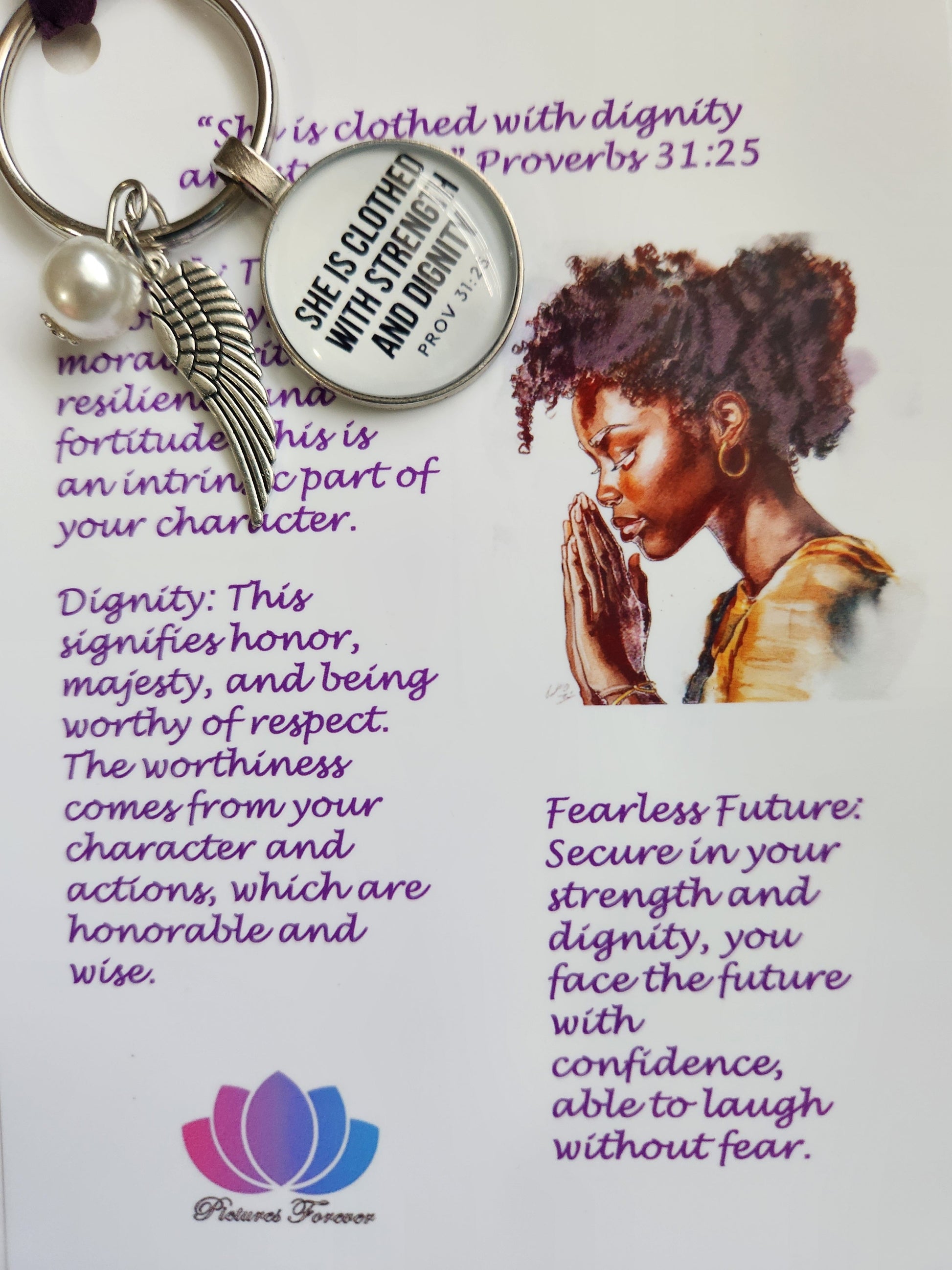 SHE IS CLOTHED WITH STRENGTH KEY CHAIN Pictures Forever