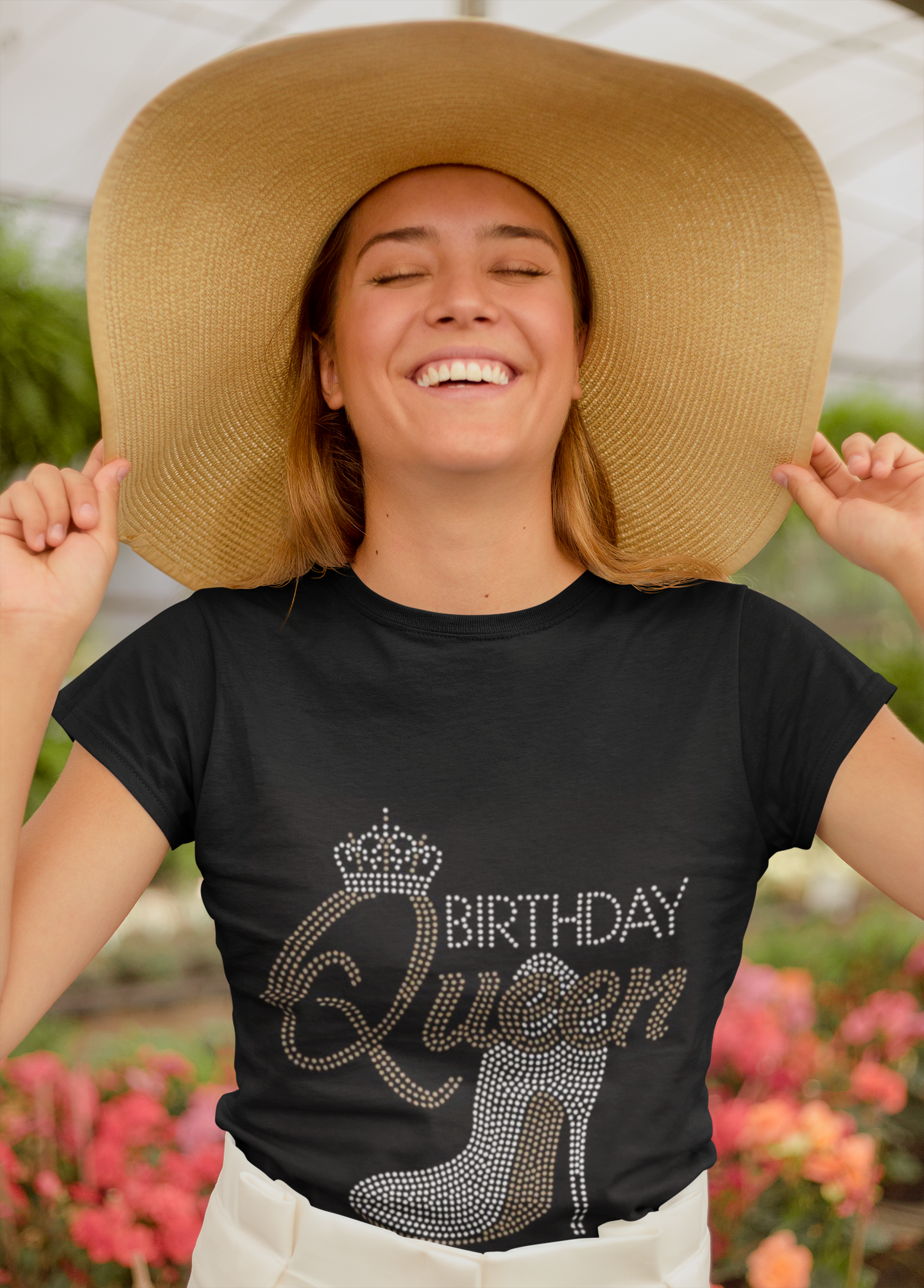 Birthday Queen Rhinestone Women's T-Shirt Pictures Forever