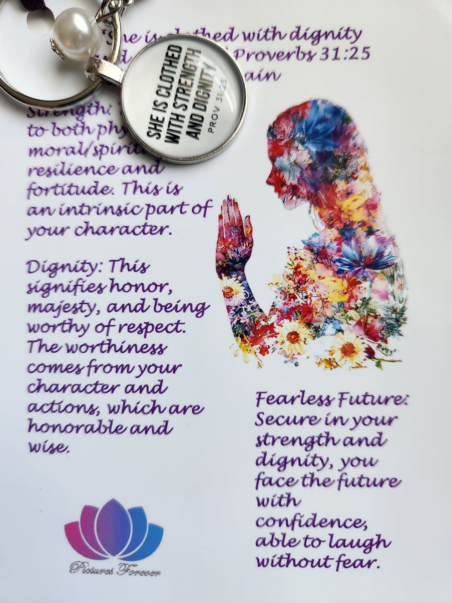 SHE IS CLOTHED WITH STRENGTH KEY CHAIN Pictures Forever